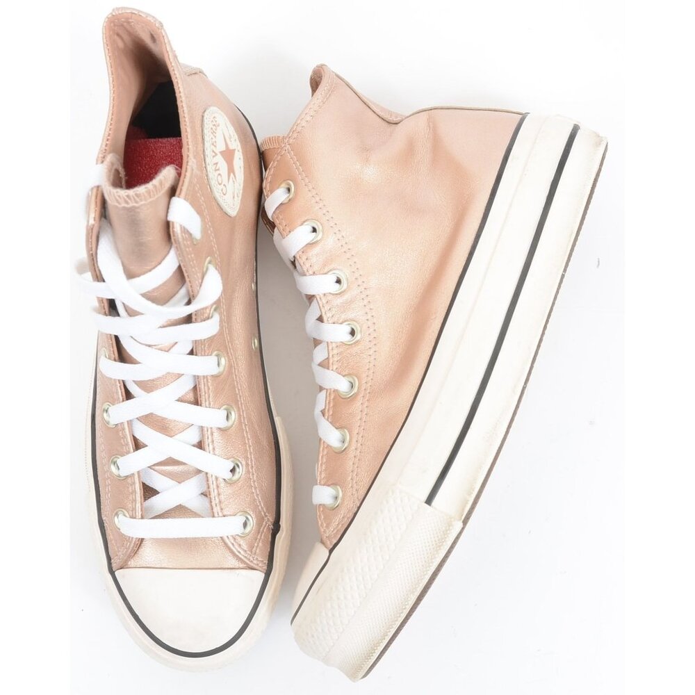 Converse Women's 9‎ Chuck Taylor All Star Lift Metallic Gold Leather High Top